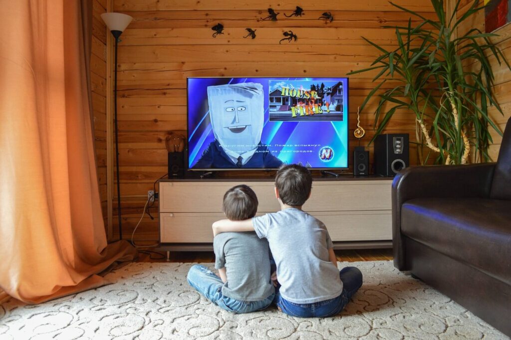 Children watching TV